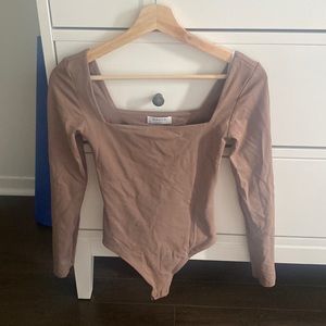 Aritzia Babaton Contour Square neck bodysuit (deep taupe)